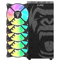 Kit Gabinete Gamer Zilla Clanm Com Vidro Temperado Suporta Water Cooler e Até 6 Ventoinhas + 5 Cooler Fans Rgb 8 Cores Eurus Kit Gabinete Gamer Zilla Clanm Com Vidro Temperado Suporta Water Cooler e Até 6 Ventoinhas + 5 Cooler Fans Rgb 8 Cores Eurus