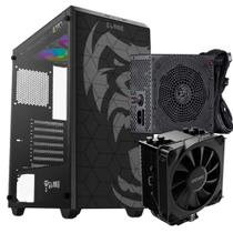 Kit Gabinete Gamer Zilla Com Vidro Temperado Suporta Water Cooler + Fonte 750W 80 Plus Bronze Bivolt + Air Cooler Frost Pulse Black Vulcan Tdp 180W