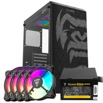 Kit Gabinete Gamer Zilla Mid Tower Ótima Ventilação Suporta Water Cooler Com Vidro Temperado + Fonte Atom 400W ATX + 4 Unid Fan Rgb Eurus Kit Gabinete Gamer Zilla Mid Tower Ótima Ventilação Suporta Water Cooler Com Vidro Temperado + Fonte Atom 400W ATX + 4 Unid Fan Rgb Eurus