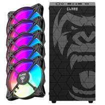 Kit Gabinete Gamer Zilla Mid Tower Suporta Até 6 Fans e Water Cooler Com Vidro Temperado + 5 Cooler Fans Rgb 8 Cores Eurus