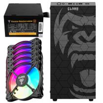 Kit Gabinete Gamer Zilla Suporta Até 6 Fans e Water Cooler Com Vidro Temperado + Fonte Quantum 650W ATX + 5 Unid Fan Rgb Eurus