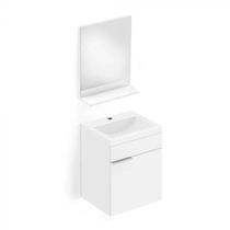Kit Gabinete Like 1 Porta e 1 Gaveta 41x34 com Espelho Branco Celite