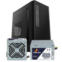 Kit Gabinete Office Para Escritório/Gamer + Fonte Monocron Grey Tipo ATX Operação Silenciosa Potencia 200W Com 5 Conectores Bivolt Kit Gabinete Office Para Escritório/Gamer + Fonte Monocron Grey Tipo ATX Operação Silenciosa Potencia 200W Com 5 Conectores Bivolt