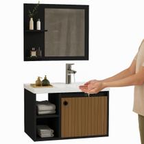 kit gabinete para banheiro com cuba e espelho 60 cm premium