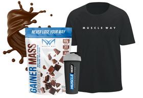 Kit Gainer Mass CHOCOLATE+ Camiseta Dry Fit + Coqueteleira- Muscle Way - MUSCLE WAY