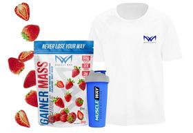 Kit Gainer Mass MORANGO+ Camiseta Dry Fit + Coqueteleira- Muscle Way - MUSCLE WAY