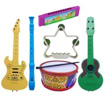 Kit Gaita Viola Tambor Prenda Infantil 6 Instrumentos Brinquedos Educacional Pandeiro Estrela Festa Junina Instrumentos