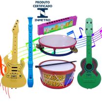 Kit Gaita Viola Tambor Prenda Infantil 6 Intrumentos Brinquedos Educacional Pandeiro Festa Junina Instrumentos