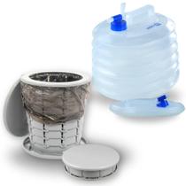 Kit Galao Colapsavel 10 L Recipiente de Agua Dobravel + Banheiro Portatil Vaso Compacto 15 L Ntk Nautika