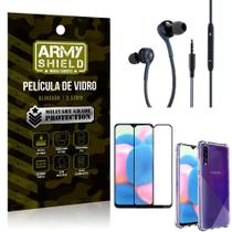 Kit Galaxy A30S Fone Extreme + Capa Anti Impacto + Película 3D - Armyshield