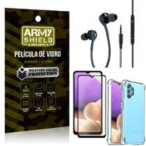 Kit Galaxy A32 5G Fone Extreme + Capa Anti Impacto + Película 3D - Armyshield