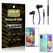 Kit Galaxy A51 Fone Extreme + Capa Anti Impacto + Película 3D - Armyshield