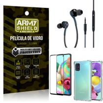 Kit Galaxy A71 Fone Extreme + Capa Anti Impacto + Película 3D - Armyshield