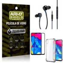 Kit Galaxy M10 Fone Extreme+Capa Anti Impacto+Película 3D