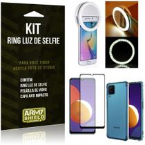 Kit Galaxy M12 Flash Ring + Capa Anti Impacto + Película de Vidro 3D - Armyshield