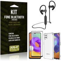 Kit Galaxy M22 Fone Bluetooth HS188 + Película 3D + Capa Anti Impacto - Armyshield