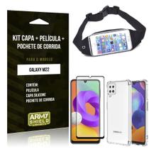 Kit Galaxy M22 Pochete + Capinha Anti Impacto + Película de Vidro 3D - Armyshield