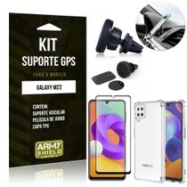 Kit Galaxy M22 Suporte Veicular Magnético + Capa Anti Impacto + Película Vidro 3D -Armyshield