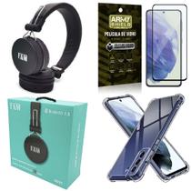 Kit Galaxy S21 FE Fone Bluetooth A095 + Capinha + Película 3D - Armyshield