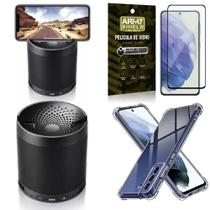 Kit Galaxy S21 FE Som Bluetooth Potente Q3 + Capinha + Película 3D - Armyshield