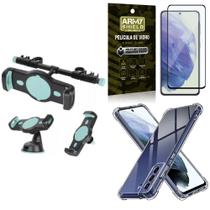Kit Galaxy S21 FE Suporte Veicular 3 em 1 + Película 3D + Capa Anti Impacto - Armyshield