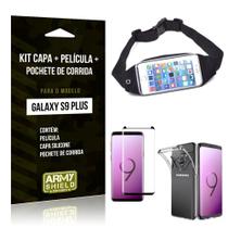 Kit Galaxy S9 Plus Capa Silicone + Película de Vidro + Pochete para Corrida - Armyshield