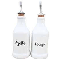 Kit Galheteiro 2 Peças 300ml Azeite e Vinagre em Porcelana Branca