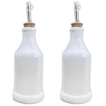 Kit Galheteiro 2 Peças 300ml - Azeite e Vinagre - Porcelana Branca Kit Galheteiro 2 Peças 300ml - Azeite e Vinagre - Porcelana Branca