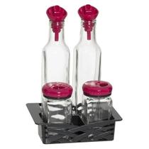 Kit galheteiro 250ml pink casambiente completo com 5 peças galeteiro
