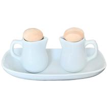 Kit Galheteiro 3 pçs Azeite Vinagre 60ml + Bandeja Porcelana