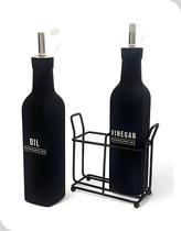 Kit Galheteiro 300ml Preto com Suporte