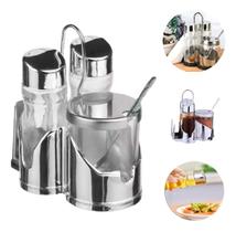Kit Galheteiro Azeite e Vinagre + Suporte 3 Pçs C/ Dosador