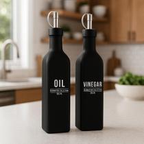 Kit Galheteiro Azeite Vinagre 300ml Vidro Fosco Inox