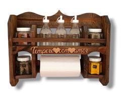 Kit Galheteiro Azeite Vinagre Pimenta Porta Temperos Papel Toalha