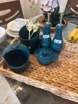 Kit Galheteiro Azeiteiro e Vinagreiro de Porcelana 350ml Verdigris Assar e Servir Germer