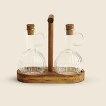 Kit Galheteiro Borossilicato e Acácia 300ml ACASA