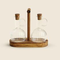 Kit Galheteiro Borossilicato e Acácia 300ml ACASA Kit Galheteiro Borossilicato e Acácia 300ml ACASA