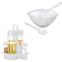 Kit Galheteiro De Mesa Branco + Kit Saladeira Acrílica 4,5L Kit Galheteiro De Mesa Branco + Kit Saladeira Acrílica 4,5L