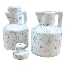 Kit Galheteiro Decorado 2 pçs 250ml Arabesco - Porcelana Decoração:C/ tampa de porcelana