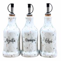 Kit Galheteiro Porcelana Decorada Arabesco Peças:3 peças