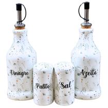 Kit Galheteiro - Porcelana Decorada - Arabesco Peças:4pçs