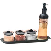 Kit galheteiro prism vidro 5pçs - wincy casa