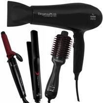 Kit GAMA 127V Secador 2100W + Chapinha Prancha Alisadora + Escova Secador 1300W + Modelador de Cachos Kit GAMA 127V Secador 2100W + Chapinha Prancha Alisadora + Escova Secador 1300W + Modelador de Cachos