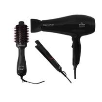 KIT GAMA ELEGANZA PLUS - SECADOR 2100W 127V + ESCOVA ELEGANZA 1300W BV + PRANCHA 220ºC BV KIT GAMA ELEGANZA PLUS - SECADOR 2100W 127V + ESCOVA ELEGANZA 1300W BV + PRANCHA 220ºC BV