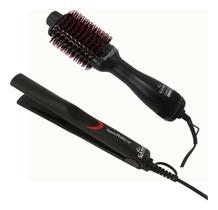 Kit Gama Italy Escova E Prancha Eleganza Plus Ceramic Bivolt Preto