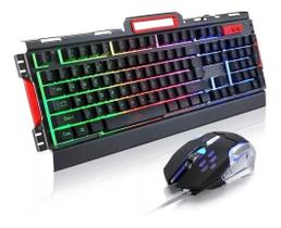 Kit game teclado mouse semimecanico led metal bk-g3000 preto