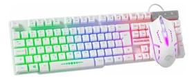Kit Gamer 2 Em 1 Kmex Teclado Kmw52 Mouse Moa8 Branco