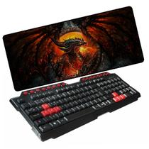 Kit Gamer 2x1 Teclado Gamer Dragon Mais Mouse Pad Grande 70X35