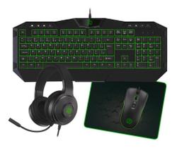 Kit Gamer 4x1 Com Led Modelo Tpc067az Cor do teclado Verde