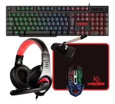 Kit Gamer 5 Em 1 Ke-gk5150 Kross, Teclado, Mouse, Headset, Mousepad E Mouse Bungee